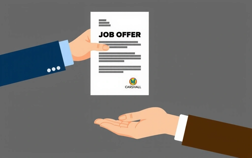 Mână oferind un document cu o ofertă de angajare