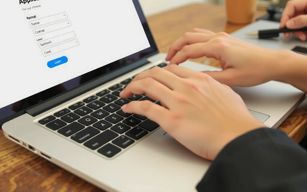 Persoană completând un formular online