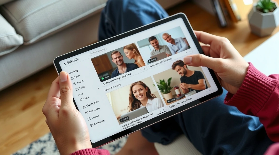 Persoană navigând print-o listă de oferte pe un tablet